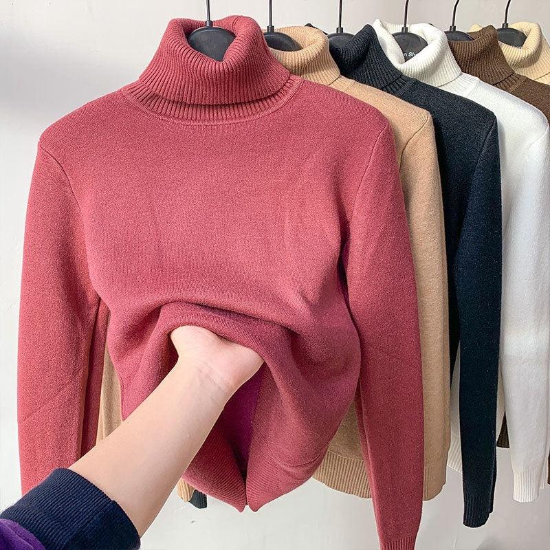 Fleece Turtle Neck Sweater Winter Warm Elegant and Thick