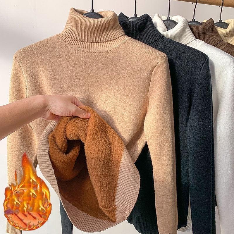 Fleece Turtle Neck Sweater Winter Warm Elegant and Thick