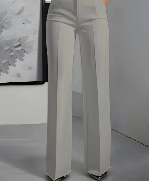 Women's White Minimalist Pants Made Of Polyester